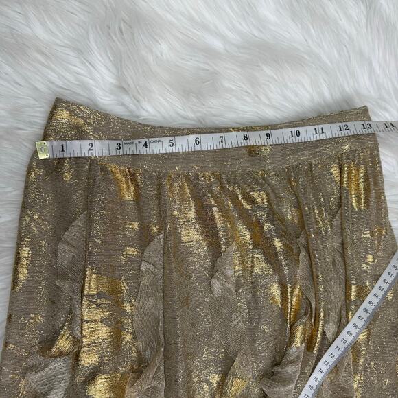 Anthropologie Moulinette Soeurs Fallen Star Gold Ruffle Maxi Skirt Size 2 Boho - Picture 5 of 16